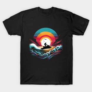 Retro Sunset Jetski Design T-Shirt